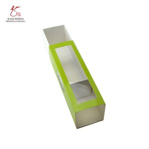 CMYK Printed Sliding Macaron Paper Boxes With PVC Window