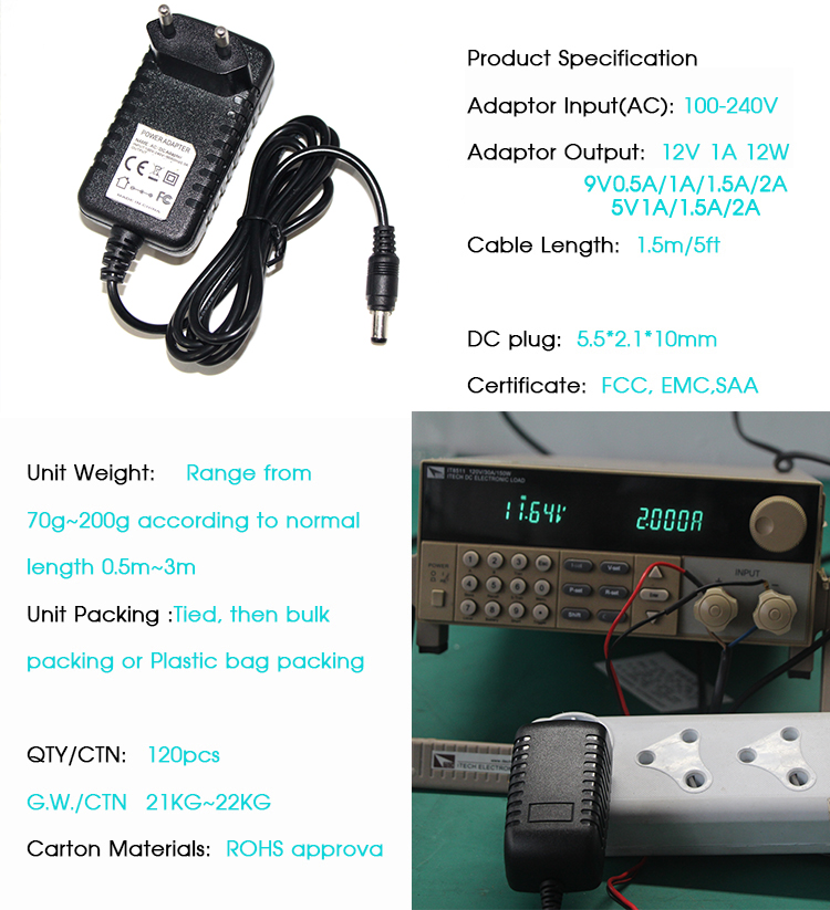 CCTV 1200ma 1.2A Power Supply Adapter 1.5A 1A Transformer Plug Adapter Eu 6V