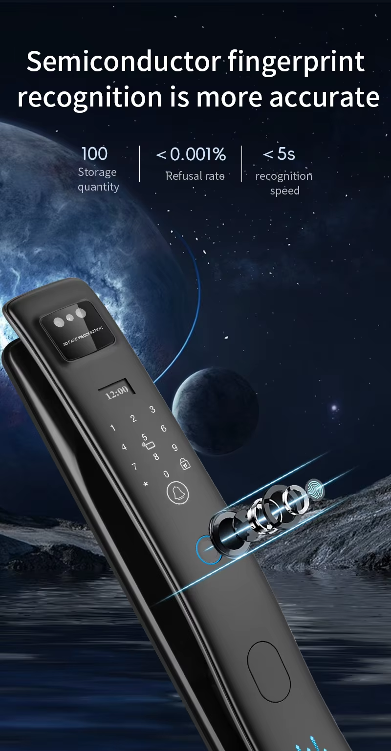 Smart Home S958Max Fingerprint Card Code Key Video Intercom Face ID Recognition Tuya Door Lock