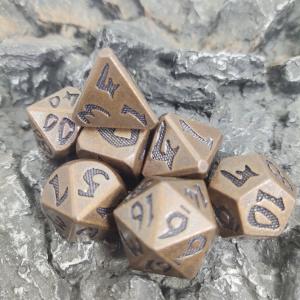 China DND Board game Multi color Brass RPG Polyhedral Dice Set Wear Copper Dice Sets wholesale