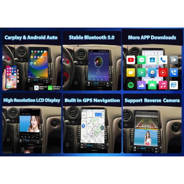 VIKNAV 13.6" Car Radio For Nissan Skyline GTR 2008- 2017 Wirless Carplay GPS Navigation Player