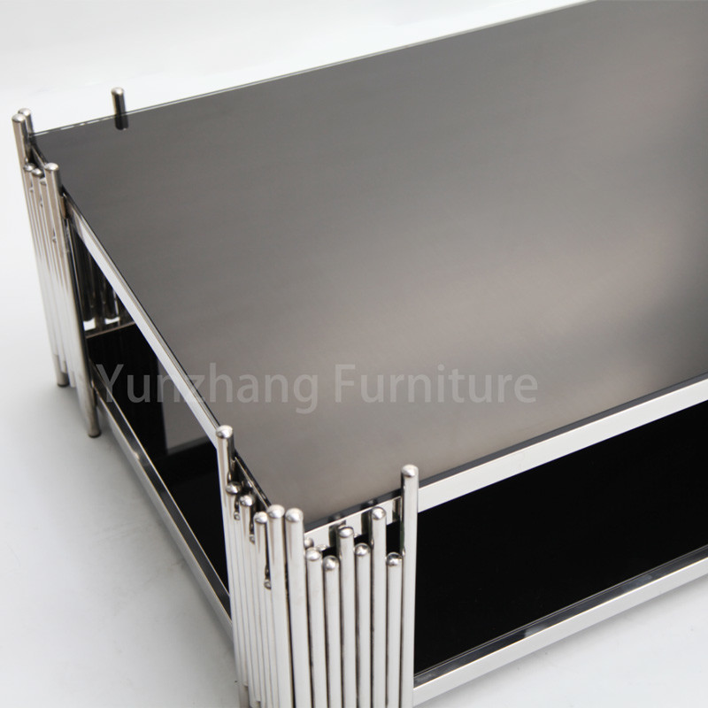 Chrome Furnishings Rectangular Center Table Sofa Table With Double Tempered Glass