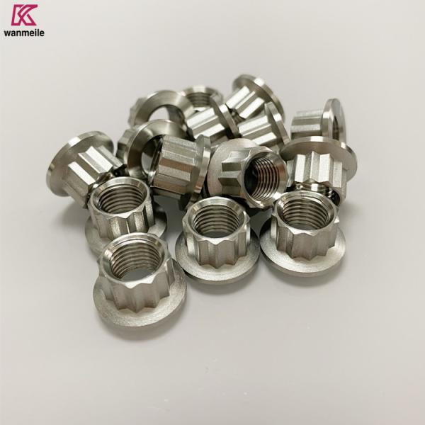 Quality Gr5 titanium 12pt flange nut M7 M8 titanium 12 point flange nuts for wheel hub for sale