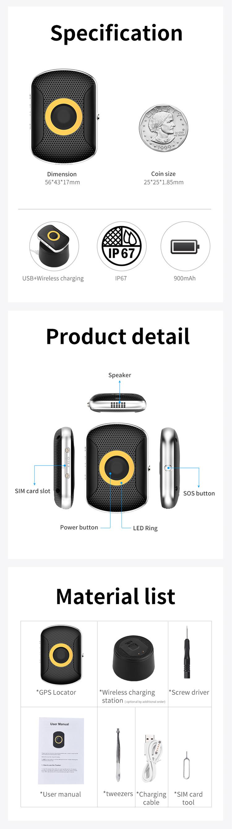 49g IP67 Waterproof hisory route Check Tracking Device For Cats