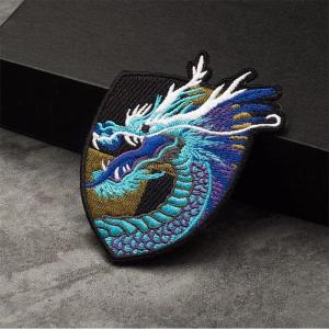 China China Traditional Dragon Embroidered Patches Hook And Loop Iron On Embroidery Patch wholesale