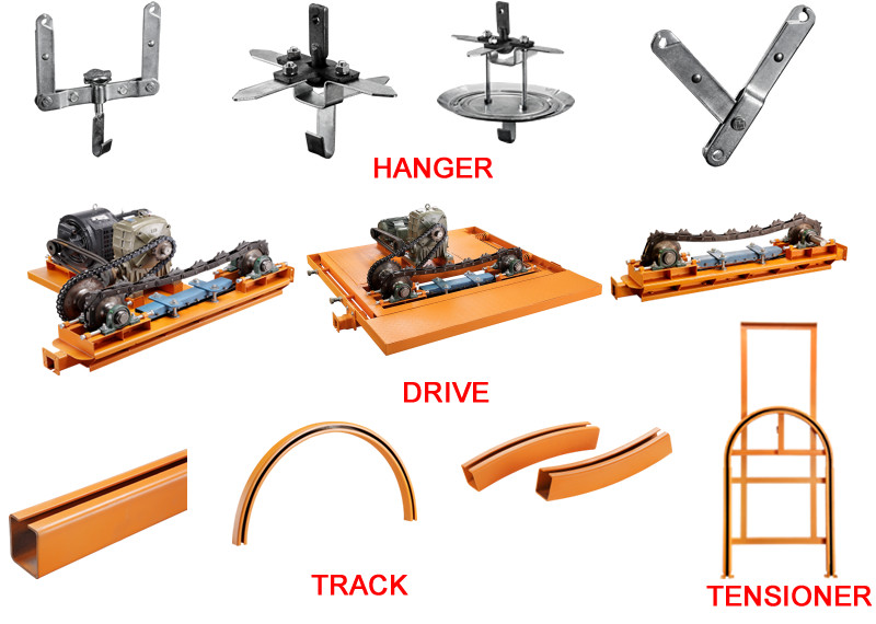 Painting Line Roller Overhead Conveyor Chain Enclosed Monorail