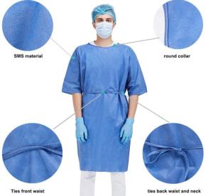 China 18gsm Dustproof SMS Disposable Patient Gowns Disposable Medical Scrubs wholesale