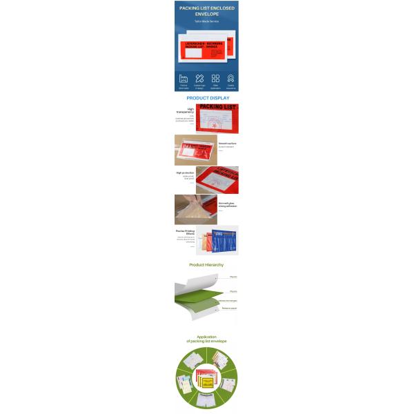 Tear Resistant Packing List Envelope Red Packing Slip Pouches Biodegradable