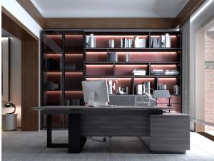 China Red Melamine  With LED Lights Custom Made Bookshelf  Living Room Display Cabinet on sale
