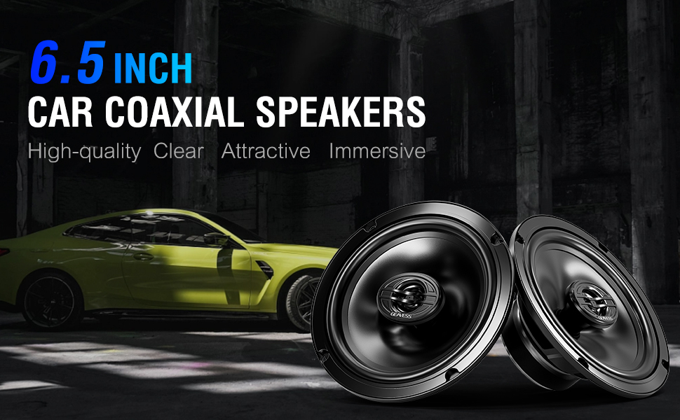 Set of 2 Full Range Coaxial Car Speakers with 6.5 Inches Subwoofer and 1500Hz Tweeter