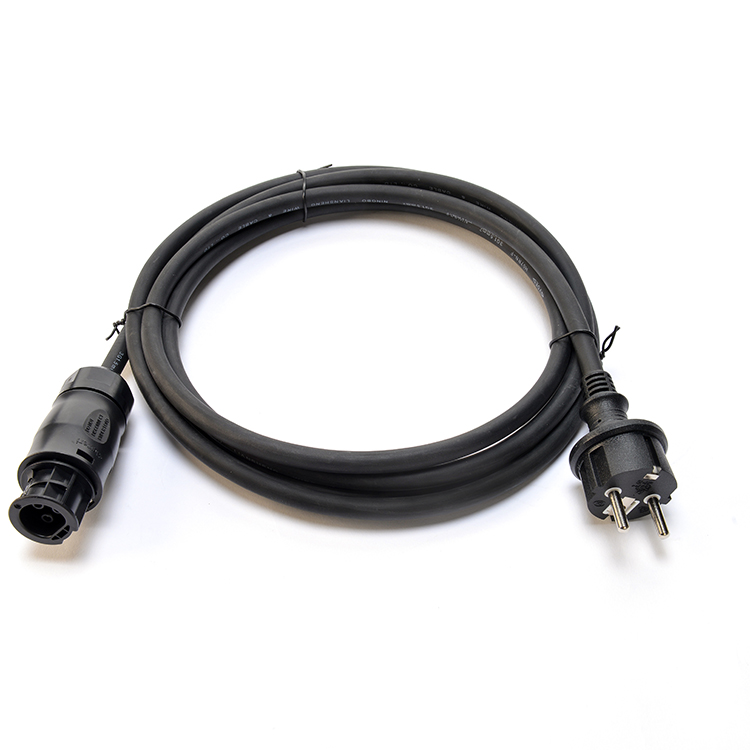 Black 16awg BC01 and 220v 10m Solar Extension Cable IMQ Standard 3 Prong US Power Cord Oxygen Free Bared Stranded Copper