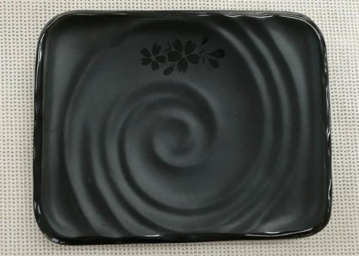 Japanese-style Rectangular Sushi Plate Black Melamine Dinnerware Weight 264g