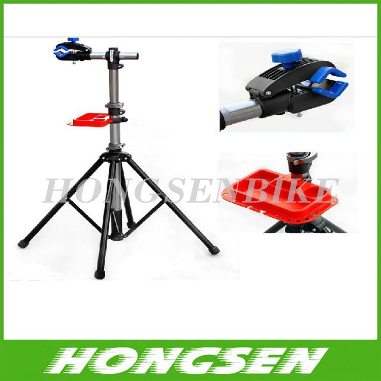 Foldable bike repair rack adjustable bike repair stand