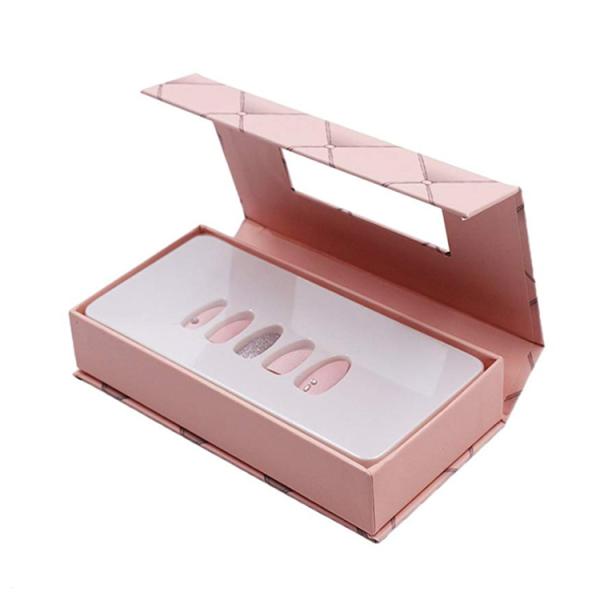 Recycled Paper Nails Packaging Box With Bag , Gift Press On Nail Packaging Box