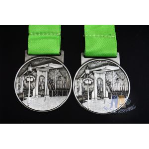 China 3D Bespoke Design School Half Marathon Marathon Metal Award Medals Printed Ribbon wholesale