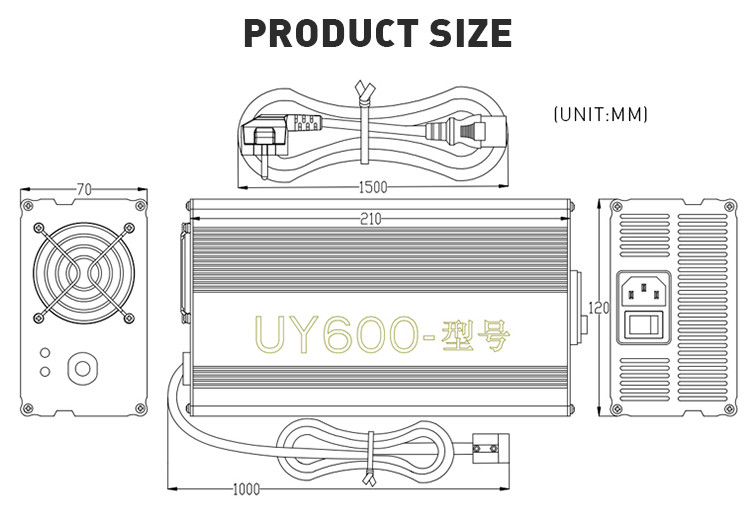 36V 12A Eco Friendly Golf Cart Battery Charger 600W Energy Efficient