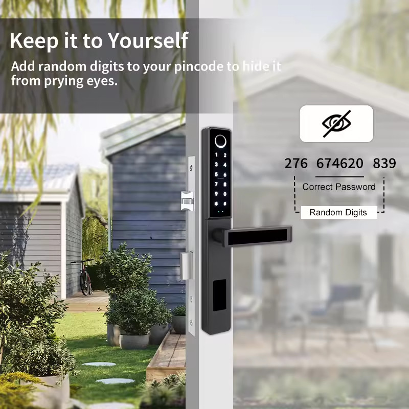 Remote Unlocking Fingerprint Smart Door Lock Silver / Black Fingerprint Electronic Door Lock