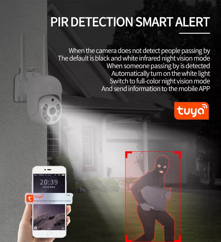 Tuya Wifi Smart Camera 2mp Two Way Audio IP66 App Control Ptz Camera