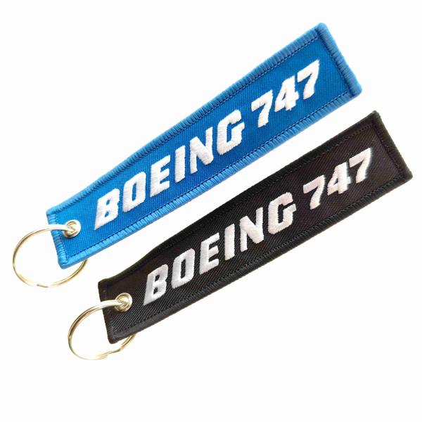 Quality Boeing 747 Embroidered Keychain Gift | 3D Aviation Text & OEKO-TEX® Fabric | Multi-Color Custom Design for sale