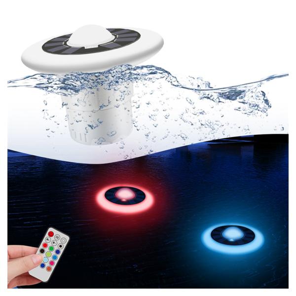 Quality IP68 Waterproof Remote Chargeable Temperature Display RGB Solar Floating Pool Lights For Swimming Pool Party for sale