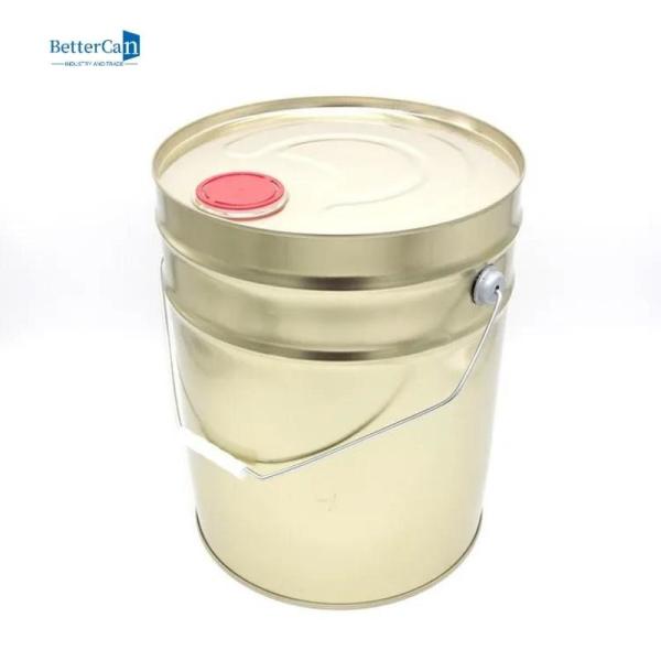 Quality Gold Empty 5 Gallon Buckets , Round 20L Tin Bucket Pail for sale