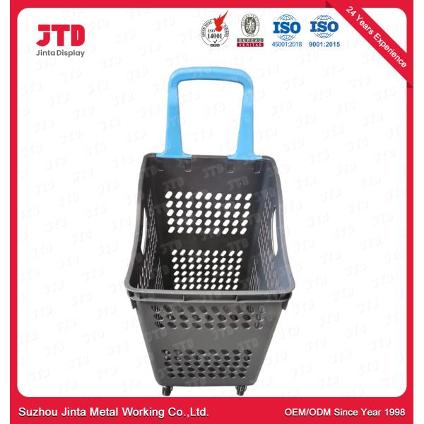 60L Plastic Shopping Trolley Baskets Red Blue Green