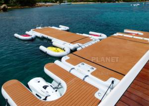 China 4x2x0.2m Teak Sunbathing Inflatable Floating Island Dock wholesale