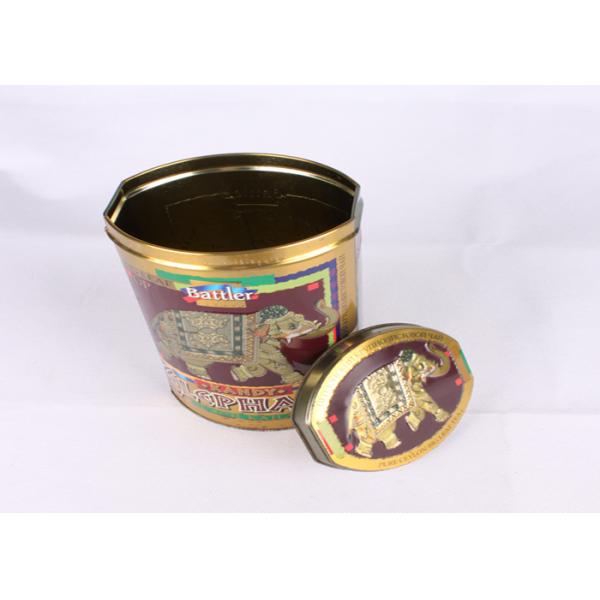Vintage Design Full Color Printed Oval Shape Big Leaf Tea Packaging Tin Box