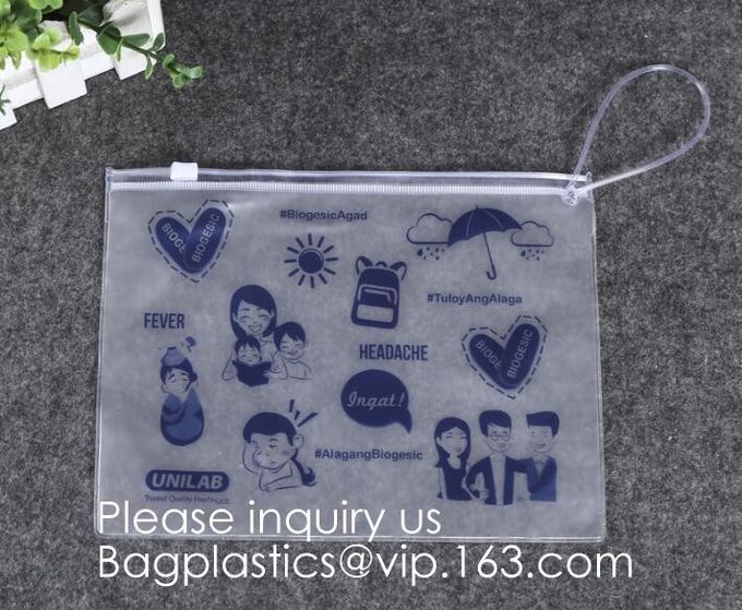 Metal Clip Zipper Slider Closure Bags, Zip Envelope, Clear Color A5 Size Paper Document File Invoice Bill Zipper Bag Pen