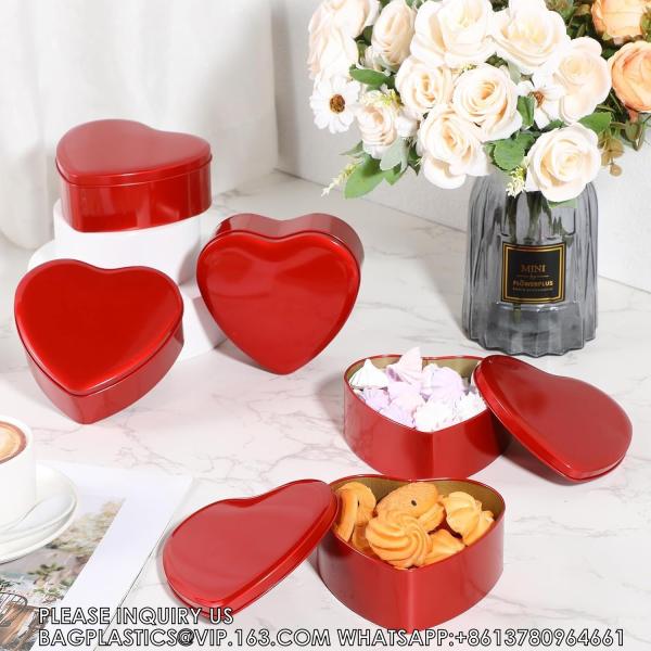 Red Heart Shaped Metal Tins With Lids Valentine'S Day Candy Boxes Biscuits Jar Tin Box Candy Chocolate Boxes Heart
