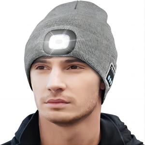 China LED Knit Bluetooth Headphones Hat 12hours Play Time Built In Microphone on sale