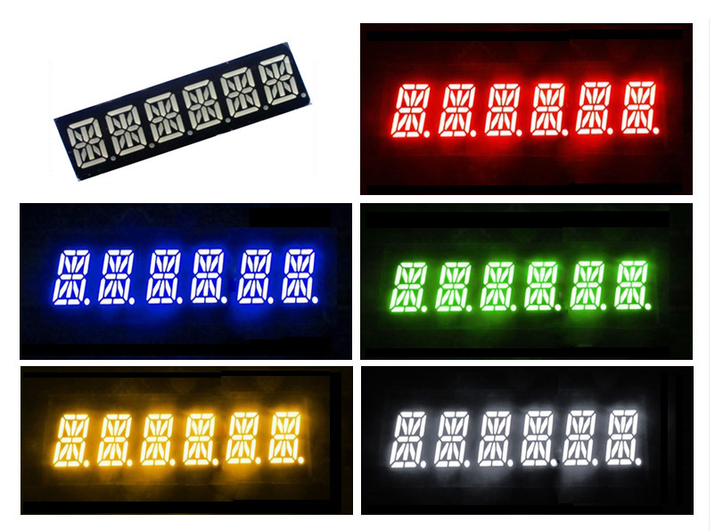 0.39" 16 segment LED Display 6 Digits Super Red Color 49x15x8mm