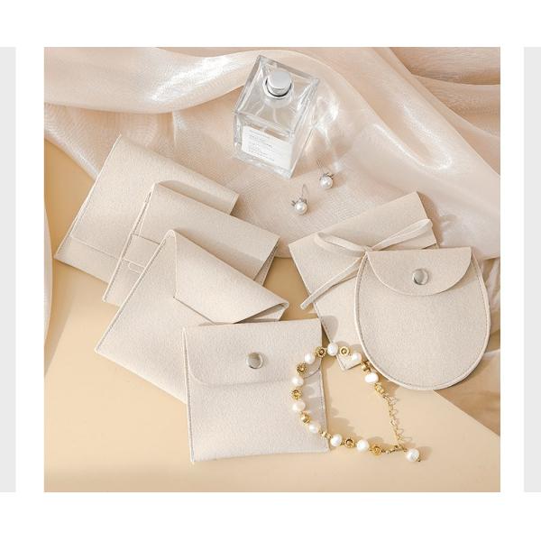 Jewellery Pouch Customized LOGO Apricot Microfiber Velvet Bag Envelope Bag Anti-Oxidation Jewelry Storage Jewelry Bag