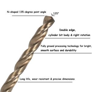 Metric M35 Cobalt Steel HSS Twist Drill Bits Straight Shank Spiral Flute Type