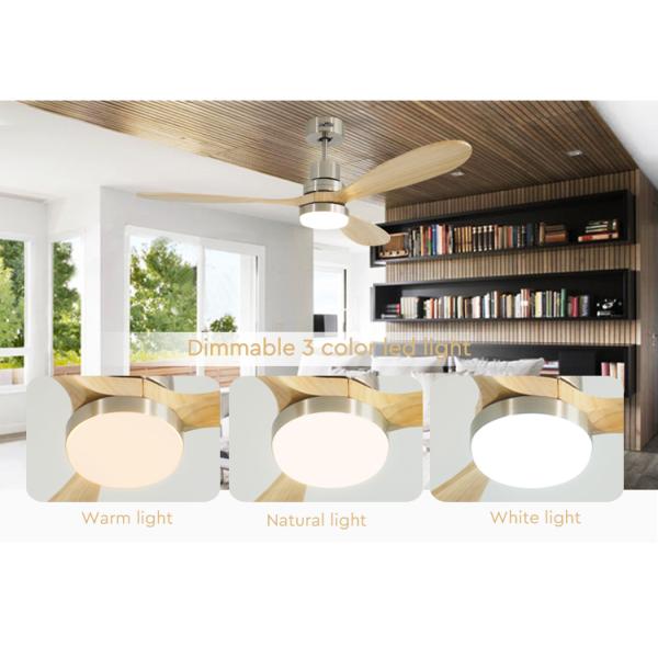 ceiling fan OEM 110v Solid Wood Smart Ceiling Fan Color Changing Led Light AC Motor