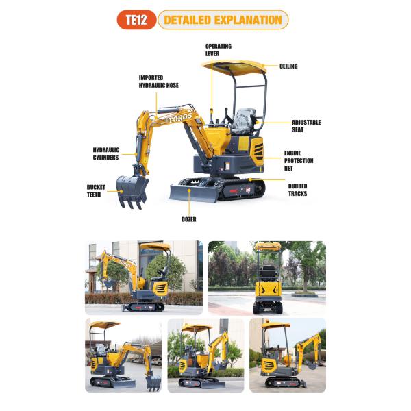 Mini excavator 1200kg operating weight, Kubota engine