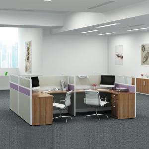 China 4 Staff Office Workstation Desks Customized ODM Wooden Computer Workstation wholesale