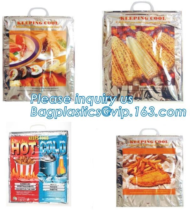 Custom Packing Aluminum Foil Zip-Lock Grocery Handle Thermal Insulation Cooler Bag For Outdoors,Promotional Insulated La