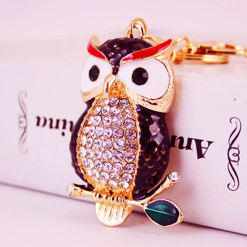 Owl Personalized Bling Wristlet Keychain 50mm Irregular Shaped