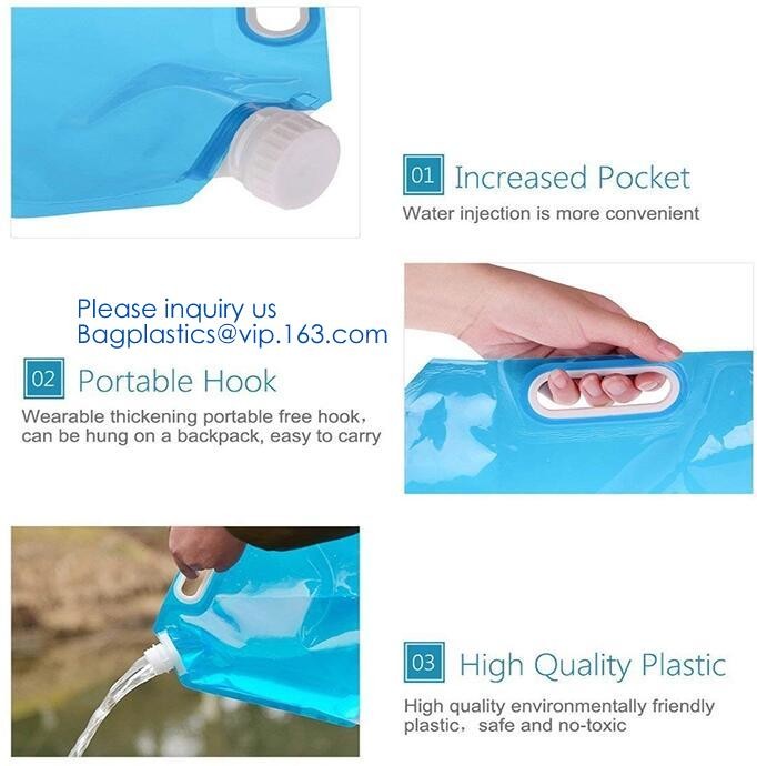 5L BPA Free Collapsible Water Bottle Foldable plastic Water Bag for Promotional/Camping/Climbing/Picnic/BBQ bagease pack