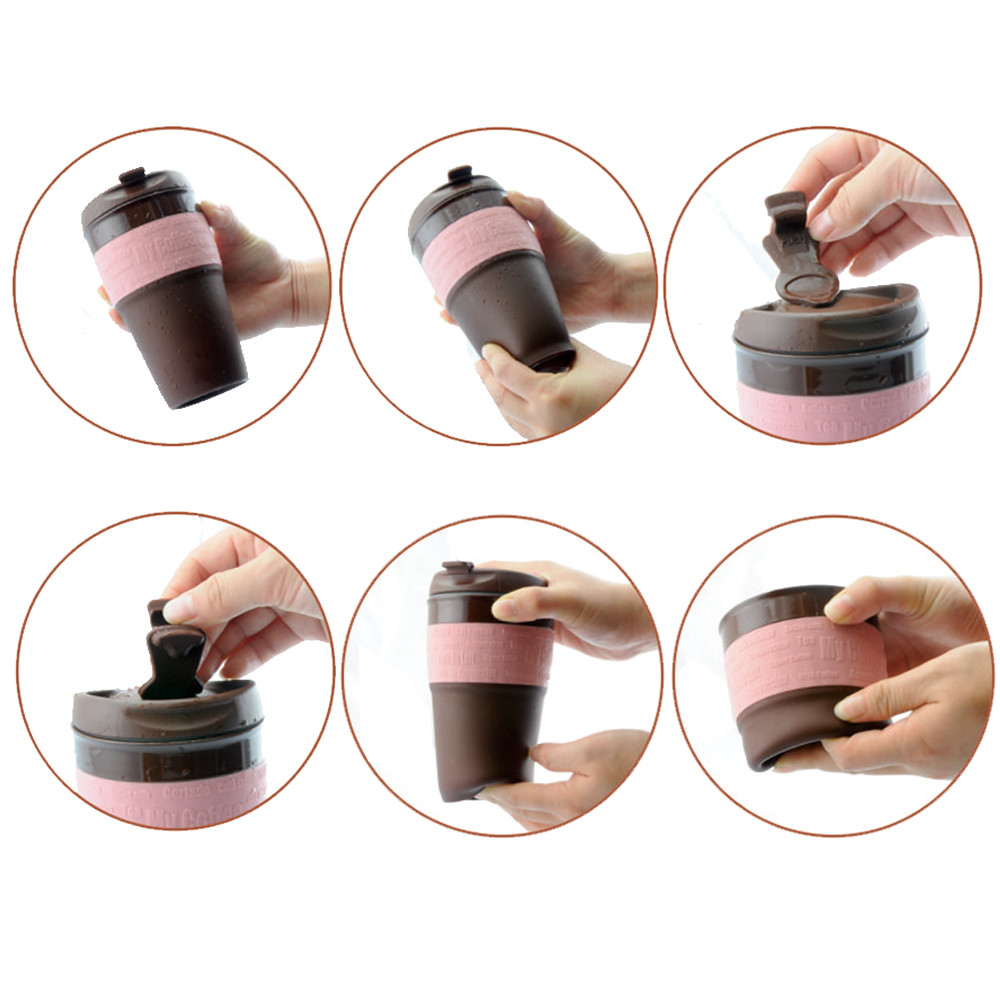 Food Grade Leak Proof 350ML Foldable Silicone Travel Cup