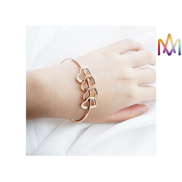 10.5g Heart Charm Womens Engraved Bracelets Bangles