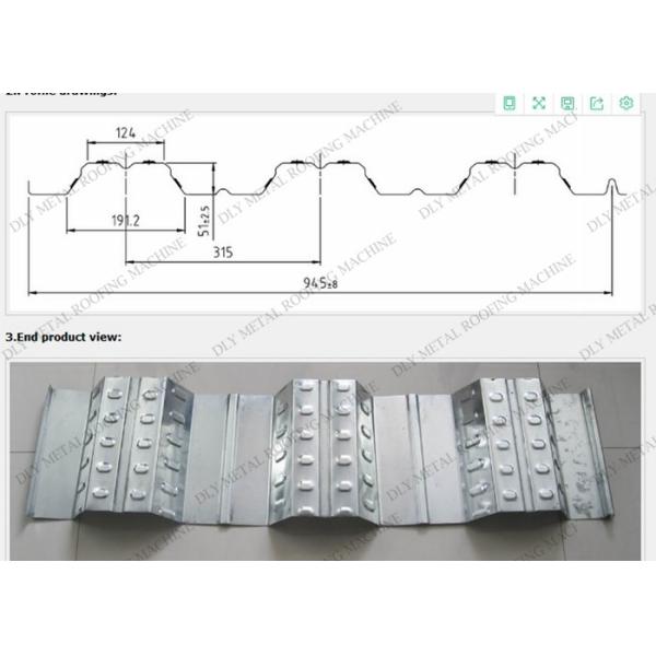 1250mm Floor Deck Roll Forming Machine Cr12 Metal Roof Machine