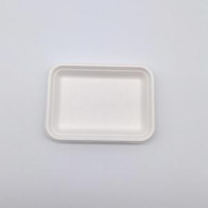 Greaseproof Compostable Square Plates , Supermarket Biodegradable Sugarcane Plates