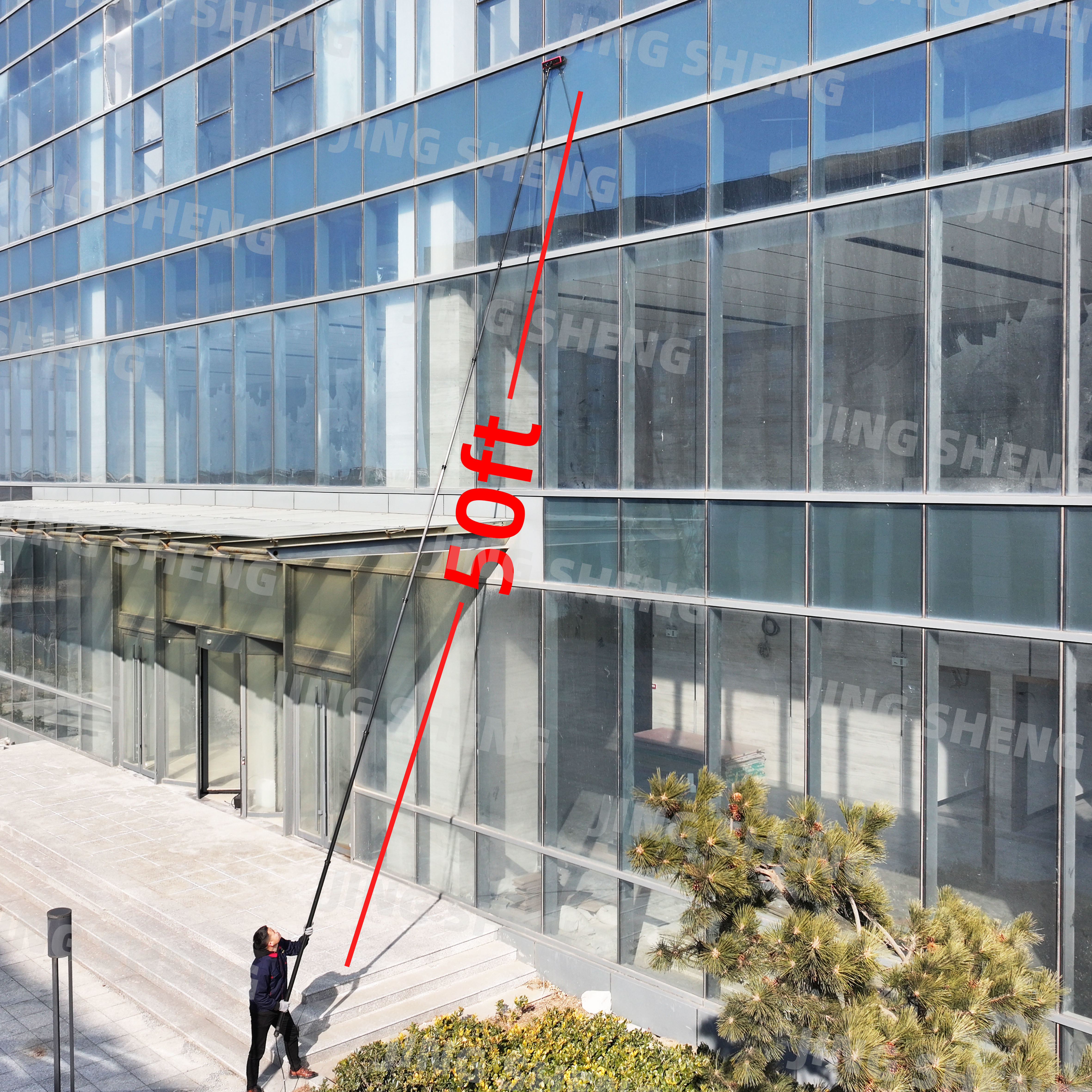 33 ft High Quality Professional Carbon Fiber Window Cleaning Pole or Outdoor Indoor Use Solar Cleaning Panels