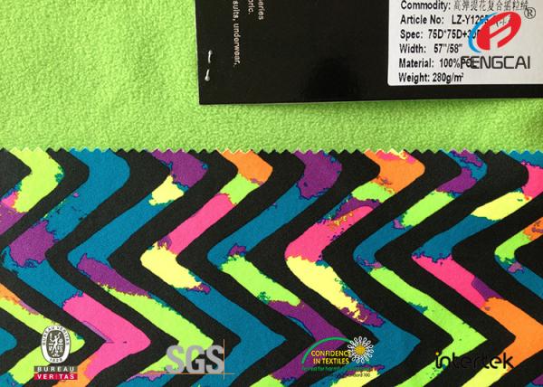 Quality No Pill Fleece Lining Fabric With Tpu , Multi Colored Plush Fleece Fabric for sale