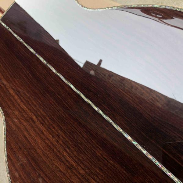 Custom 2020 New Real Abalone Aaaa All Solid Spruce Round Body Maple Binding Acoustic Guitar