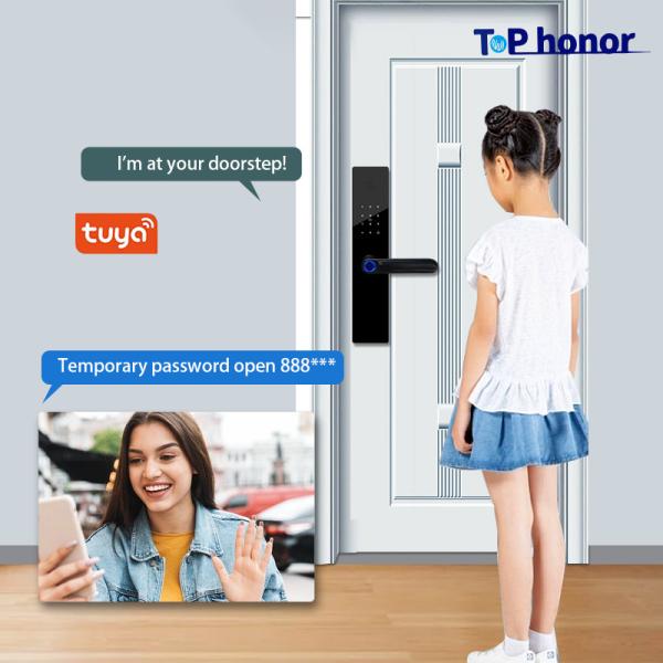 Quality Tempered Glass Front Door Smart Locks Fingerprint Card Acess Anti Peep Password for sale
