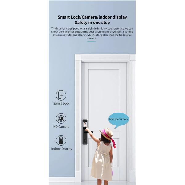 High Security Camera Smart Lock Black Silver For Home Apartment