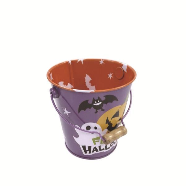Quality EVA Halloween Printed Tin Boxes Bucket Recyclable With Handle for sale